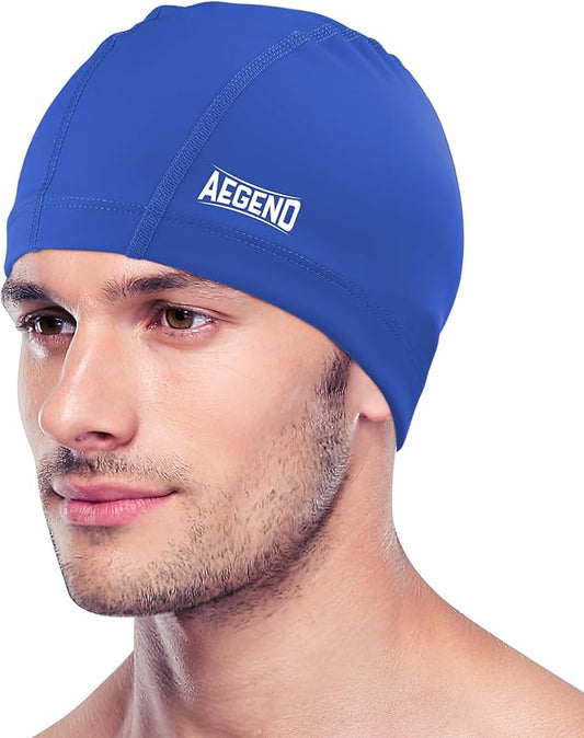 Aegend Fabric Swim Cap, Silicone Waterproof Layer - Breathable Cloth Swimming Cap, Keep Hair Dry with Hight Elasticity for Youth(8-16) Adult, 2 Sizes to Choose