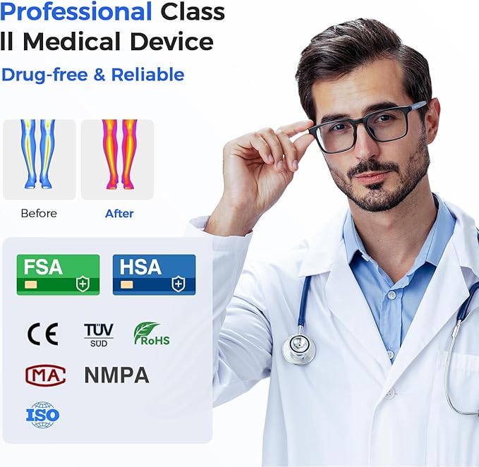 Foot Massager for Neuropathy, Rechargeable TENS EMS Foot Stimulator with 10 Modes 20 Intensities, Feet Circulation Stimulator for Neuropathy, Plantar Fasciitis, Gifts for Mom Dad