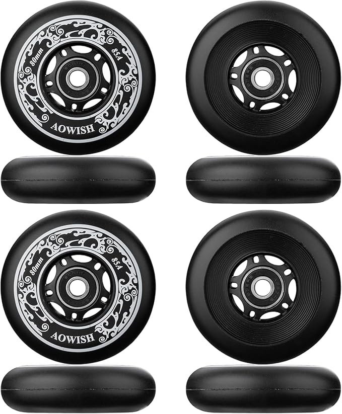 8-Pack Inline Skate Replacement Wheels 85A Outdoor Asphalt Formula Roller Blades Wheels Indoor Roller Blades Wheels with Bearings ABEC-9 & Floating Spacers