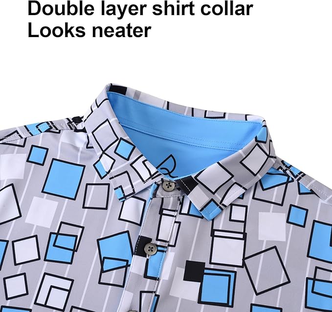 DEOLAX Mens Polo Shirts Fashion Print Mens Golf Shirt Dry Fit Mens Golf Polo Short Sleeve Quick Dry Funny Golf Shirt for Men