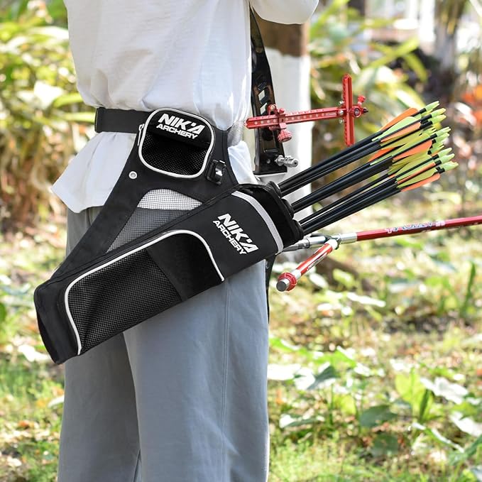 Archery Arrow Quiver Holder, 3-Tubes Hip Quiver Arrow Bag with Adjustable Belt for Youth & Adults Arrows Hunting Target Practicing