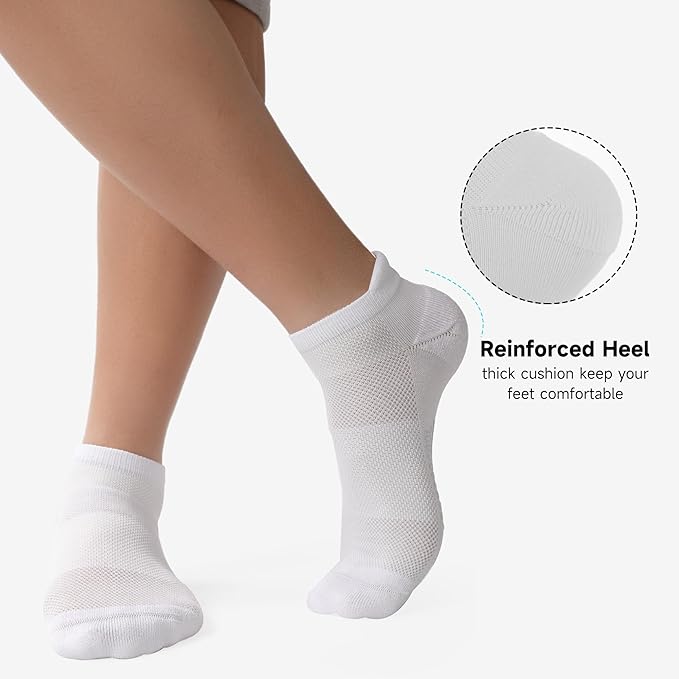 BAMBOO COOL Men's Ankle Socks Athletic Cushioned Moisture Wicking, Running Socks Arch Support Breathable, Heel Tab 8 Pack