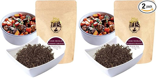English Tea Store Loose Leaf, Czar Nicolas Russian Caravan Tea Pouches, 4 Ounce (Pack of 2)