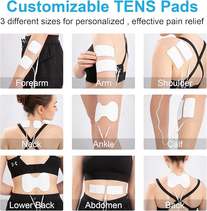 DOMAS TENS Unit Electrode Pads (XL) - 4x6 Inch for Back Pain Relief- Compatible with TENS 7000 and Other 2mm Pin Units - Reusable & Latex-Free