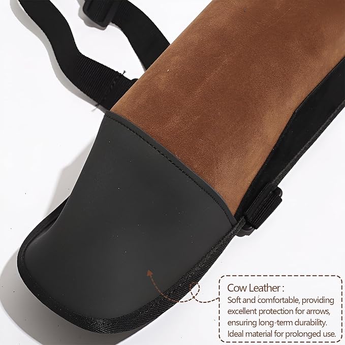 DAPace Leather Arrow Quiver for Recurve Bow/Compound Bow, 20 Inch Back Archery Quiver, Quiver Arrow Holder Holds Up to 36 Arrows, Brown