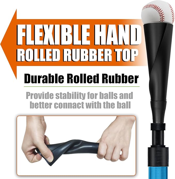 Baseball&Softball Tee,Batting Tee,Adjustable Height:25-37 inches，2 Flexible Top Rubber,X-Style Foldable&Heavy-Duty Base and Carrying Bag for Easy Store&Carrying