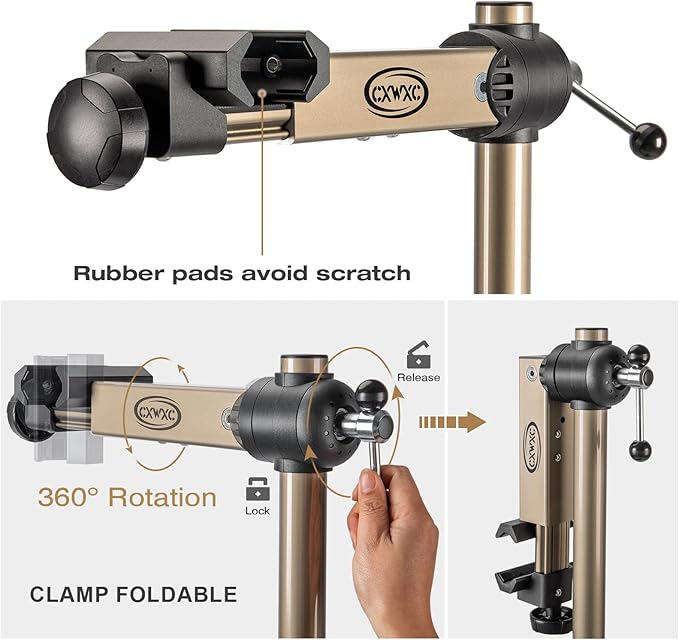 CXWXC Bike Repair Stand - Bicycle Stand For Maintenance Workstand - Ebike Repair Stand Shop Home Mechanics for Mountain Road Bike and E Bike (Champagne)