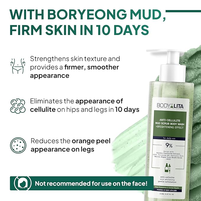 Anti Cellulite Mud Scrub Body Wash, Reduces Cellulite, Gentle Exfoliating, Improves Skin Texture, Provides a Smoother Look, 5.07 Fl Oz (1)