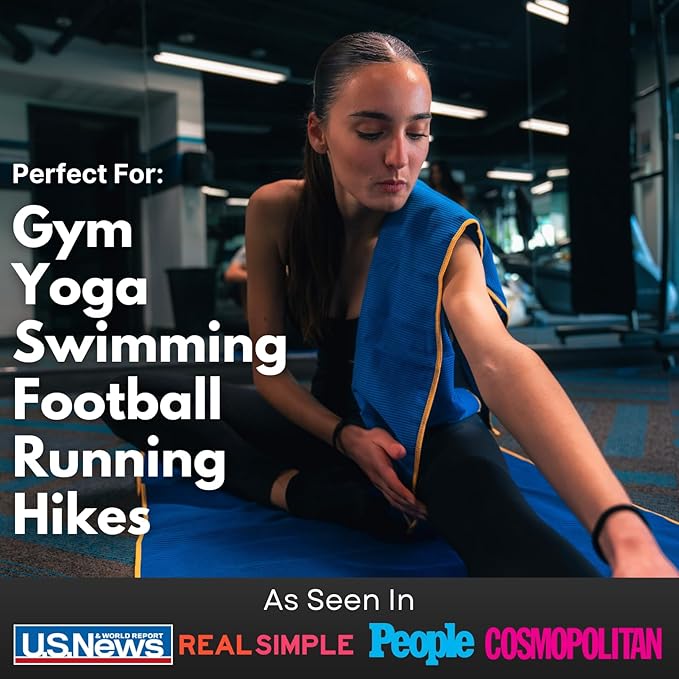 ECCOSOPHY Microfiber Beach Towel – Quick Dry Gym Towel, Highly Absorbent with Ribbed Texture, Lightweight – Ideal for Travel, Pool, Yoga, Fitness & Outdoor Adventures – 40x20 Navy