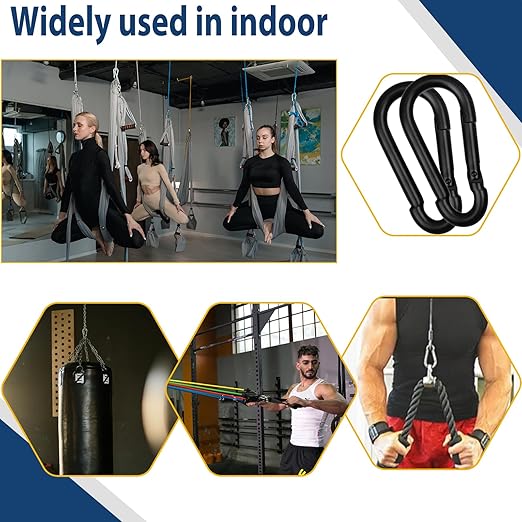 60Pcs 3" Heavy Duty Spring Snap Hook Carabiners, M8 5/16" Galvanized Steel Black Carabiner Clip, Quick Link Keychain for Hammock Swing Set Outdoor Travel Camping Fishing Hiking