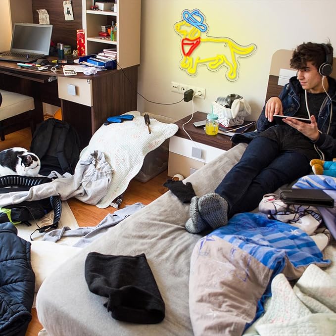 Dachshund Neon Sign for Wall Decor Cowboy Hat Neon Light Dog LED Neon Sign Colorful Neon Lights for Bedroom Zoo Pet Shop Decoration