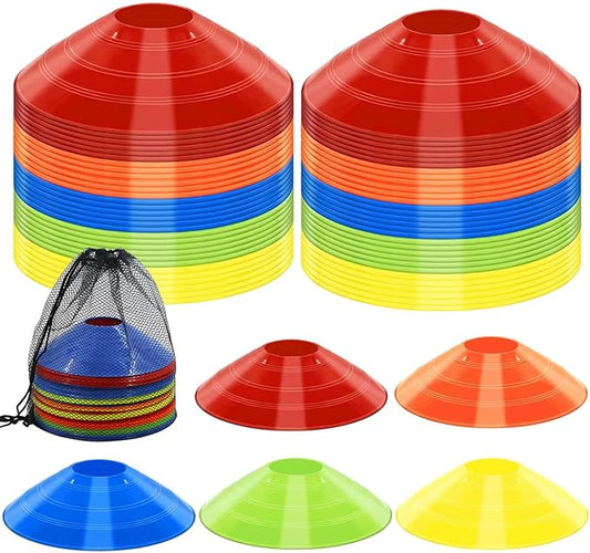 60/30 Pack Soccer Training Cones - Agility Cones with Carry Bag, Sturdy Disc Cones for Sports Training, Soccer, Football, Basketball, Indoor Outdoor Sports, Festive Events, Field Cone Markers