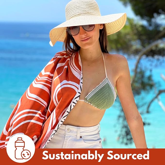 ECCOSOPHY Microfiber Beach Towel - Sand Free Towels are Quick Dry, Light Weight, Super Absorbent - Perfect Pool, Travel, Cruise, Camping Essentials - Oversized Extra Large for Adults 71x35 in