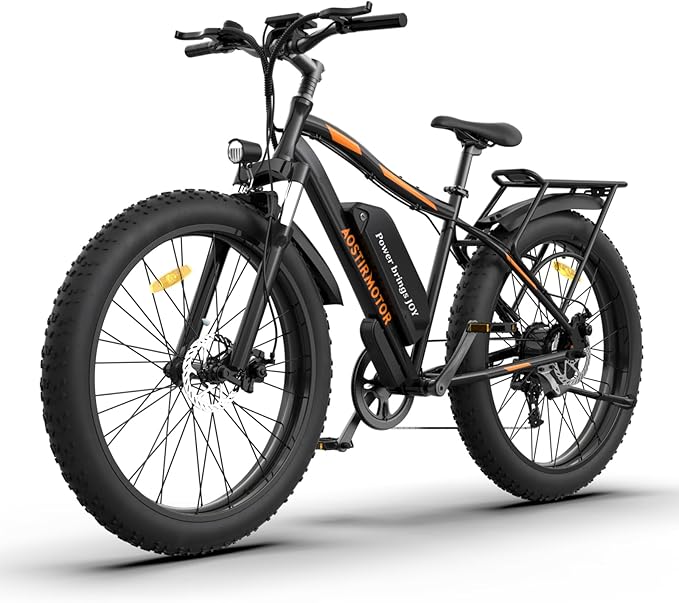 aostirmotor 750W Electric Bike for Adults 26"×4" Fat Tire Electric Bike 48V 13AH Lithium Battery Adult Electric Bicycles, 28MPH E Bike for Adults, Shimano 7 Speed Electric Mountain Bike