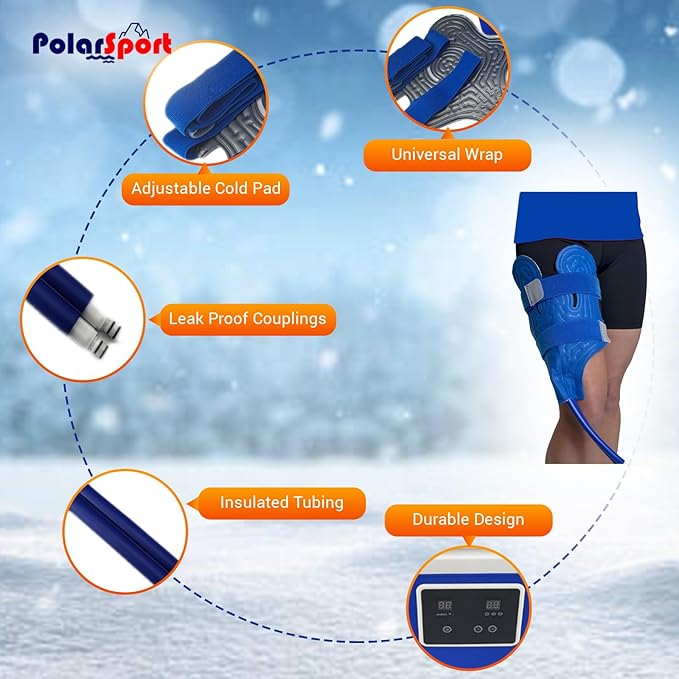 Cold Therapy Machine by Polar Sport - Ice Water Circulation System with Large Adjustable Cold Pad for Pain in The Knee, Shoulder, Ankle, Neck and Recovery After Surgery with Pump (Large)