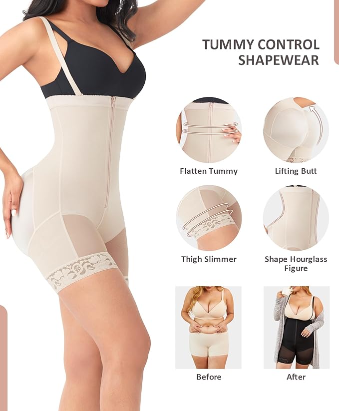 FeelinGirl Faja Body Shaper Tummy Control Shapewear for Women Butt Lifter Post Surgery Fajas Postparto Para Mujer