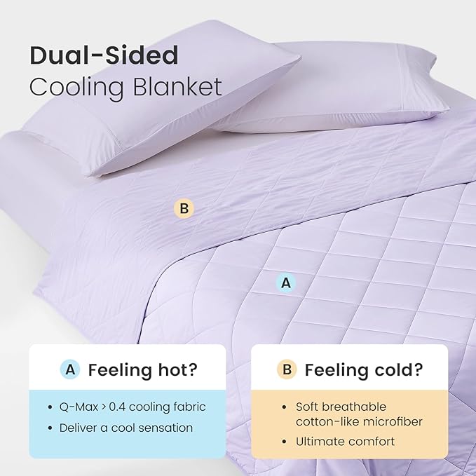 Cozy Bliss Cooling Blanket for Hot Sleepers, Q-Max 0.4 Cooling Comfort Queen Size, Cold Blankets for Night Sweats Sleeping, Ultra-Cool Lightweight Breathable Summer Blanket for Bed