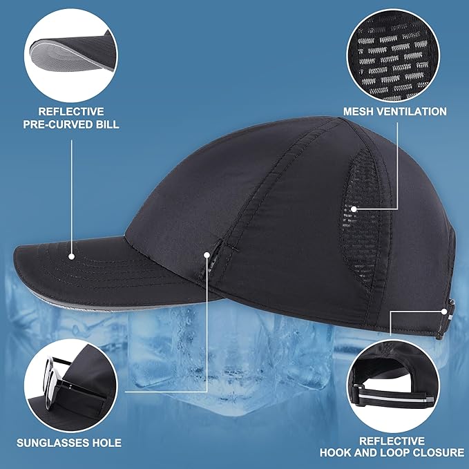 Connectyle Mens Womens Quick Dry Performance Running Cap Lightweight Reflective Sports Hat UPF 50+ Outdoor Athletic Sun Cap