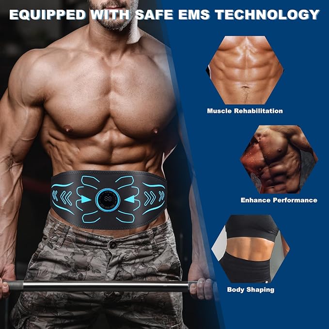 Electronic Muscle Stimulator - Fitness Training Equipment for Men & Women, 8 Modes Electronic Abdominal Stimulator for Full Body Workout, Fitness Equipment for Strength Training, Toning, Recovery