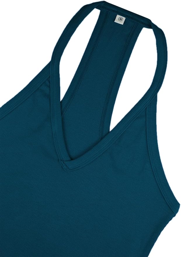 iGENJUN Workout Tops for Women Racerback Basic Tank Summer 2025 Camisole V Neck Slim Fit Ribbed Sleeveless