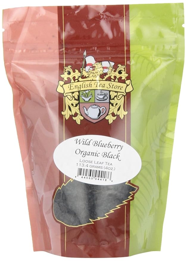 English Tea Store Loose Leaf, Wild Blueberry Organic Black Tea, 4 Ounce (Pack of 3)