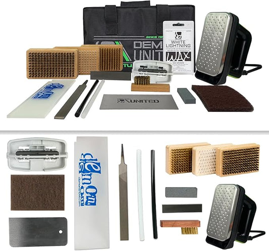 Demon Complete Ski Tune Kit with Wax and Brush Kit- Snowboard Tuning Kit Also Includes Made in USA Wax