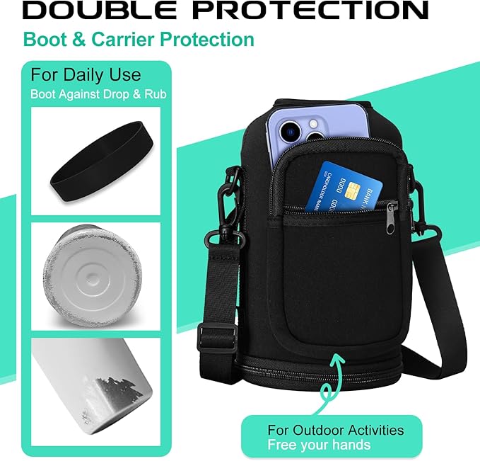 Half-gallon Insulated Water-Bottle with Straw - Stainless Steel Thermo Jug with Spout Straws Lids, Paracord Handle & Bottle Sleeve, 64OZ Vacuum Thermo Water Bottle for Camping Trip