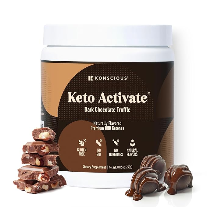 Dark Chocolate Truffle Exogenous Ketones Drink: Pure Keto Shake Powder with Chocolate Ketones | Jumpstart Ketosis & Boost Energy with Natural Ketones Supplements by Konscious Keto