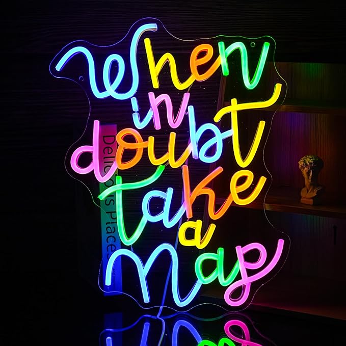 Dimmable When In Doubt Take A Nap Neon Sign USB Powered Colourful Neon Light for Wall Decor Funny Letters Led Light Up Sign for Study Room Office Bedroom Home Classroom Neon Decor