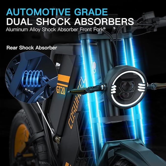 COSWHEEL GT20 Electric Bike for Adults 2000W/4000W 48V/25/40AH Removable Battery 83-145 Miles 7-Speed 20x4.0 Fat Tires Dirtbike Electric Mountain Bike for Cross City & Rocky Off-Road Riding