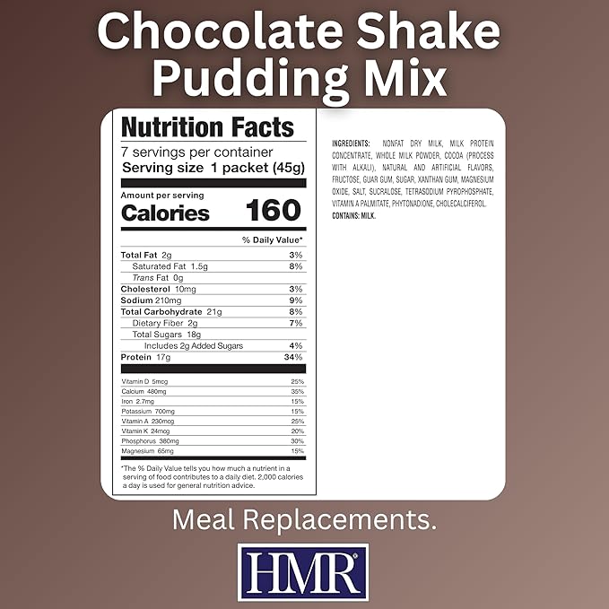 HMR 800 Shake Meal Replacement Mix | Chocolate Shake Powder to Support Healthy Weight Loss | 17g of Protein | Easy to Make | Low Calorie Food | 7 Servings