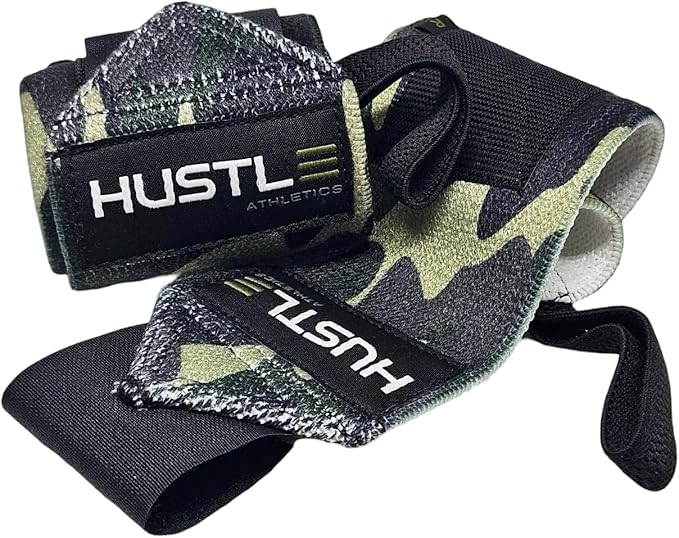 Hustle Athletics Wrist Wraps for Weightlifting – Max Wrist Support for Safe & Heavy Lifts, USPA Approved 18" & 12" Lengths, Thumb Loop Gym Straps for Powerlifting & Weight Lifting for Men and Women
