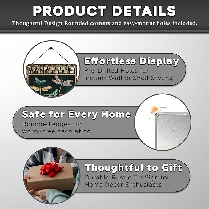 Dragonfly Decor And I Think To Myself What A Wonderful World Vintage Metal Tin Sign Decorative Plaque Poster 12 * 16inch