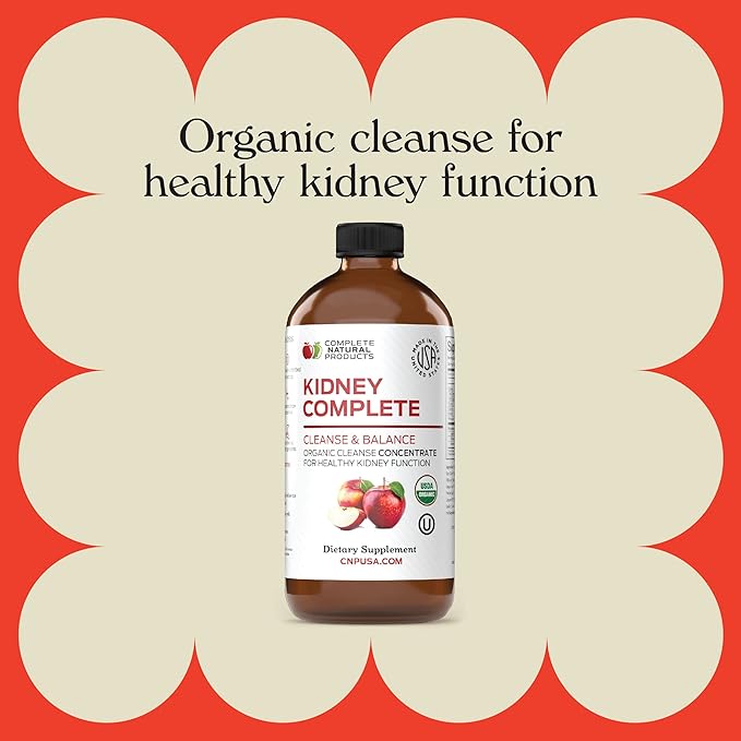 Complete Natural Products Kidney Complete - 16oz Liquid Dietary Supplement for Kidney Support, Cleanse, and Detox with Apple Cider Vinegar, Lemon, & Organic Chanca Piedra.