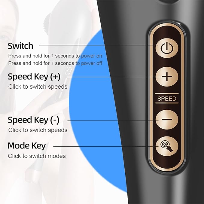 Back Massager, Deep Tissue Massager, Massage Machine for Pain Relief, Hand Held Massage Tool, Electric Percussion Body Relax Machine, Handheld Relaxation Tool