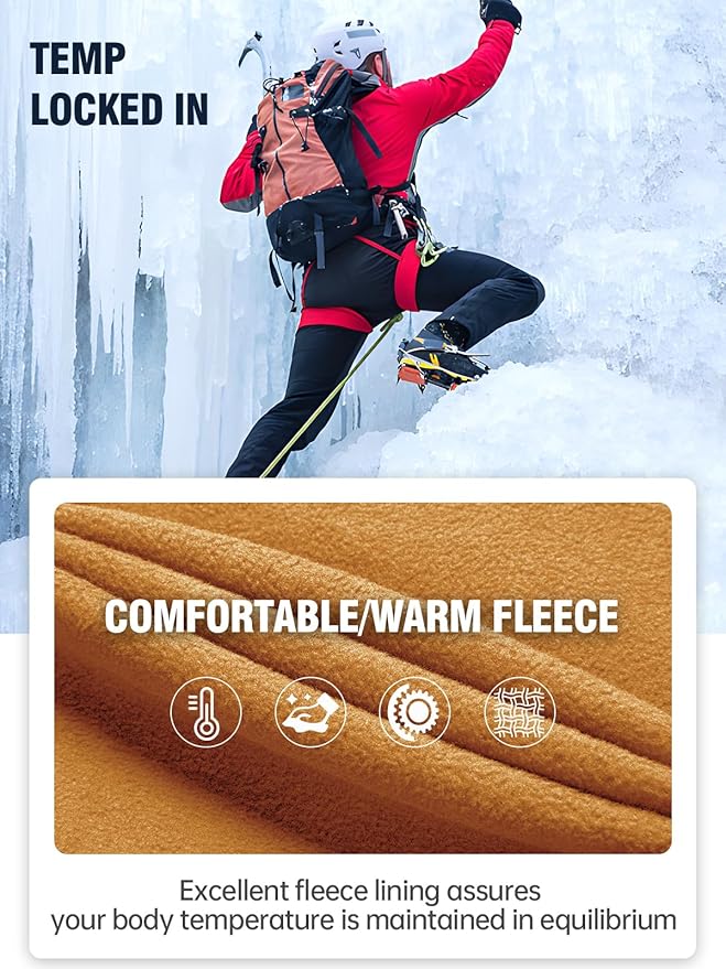 FREE SOLDIER Men's Outdoor Softshell Fleece Lined Cargo Pants Snow Ski Hiking Pants with Belt