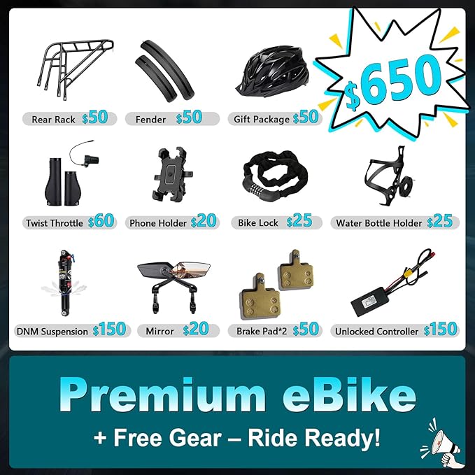 FREESKY Electric Bike for Adults,105mile Long Range Ebike, 2000W Motor 37MPH Fast Step-Thru E Bike 25Ah Samsung Cells Battery Full Suspension Electric Dirt Bicycle 26'' Fat Tire for Commuter Mountains