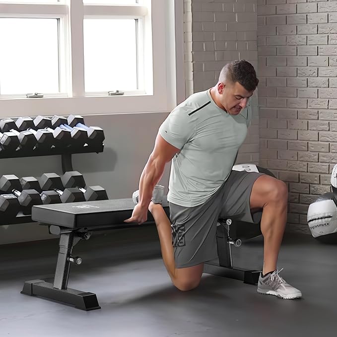 Flat Weight Bench - Heavy Duty Foldable Workout Bench for Home Gym, 1300lb Capacity Adjustable Strength Training Bench Press for Ab and Full Body Exercises, Sturdy and Easy to Fold