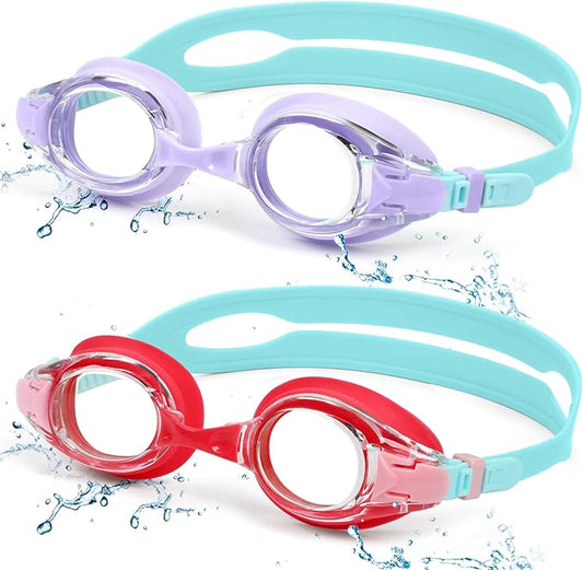 Aegend 2 Pack Kids Goggles, Swimming Goggles for Kids Age 4-16 Boys and Girls Youth, Anti-Fog Waterproof Anti-UV Pool Goggles