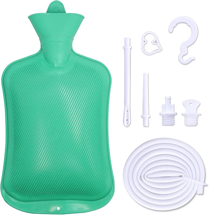 Coffee Enema Bag Kit, Douche Bag Combination Kit for Men and Women 5ft PVC Hose, 2L Capacity Water Colon Detox Cleanse Kit (Green, 2L)