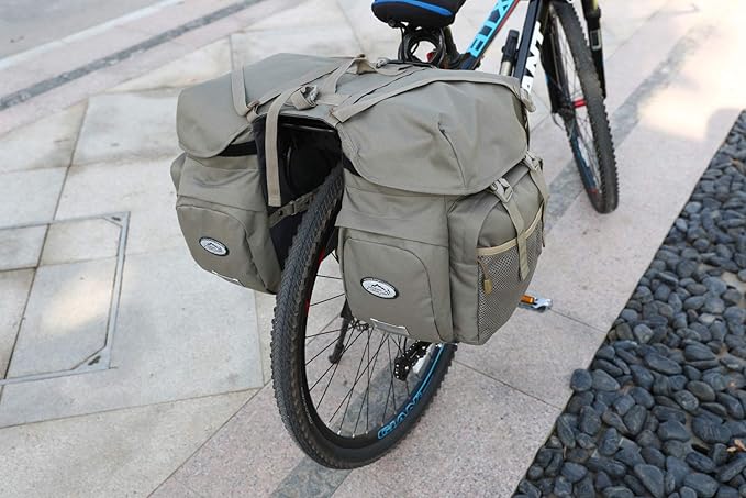 FANWU 50L Bike Panniers Bicycle Commuting Bag Waterproof Saddle Bags with Rain Cover for Bicycle Rear Rack Carrier, Support for Width Less Than 7 inches Bike Rack