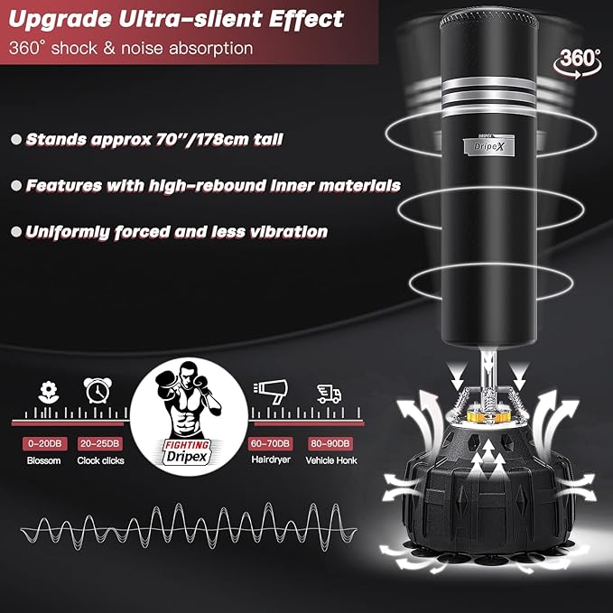 Dripex Freestanding Punching Bag, Heavy Boxing Bag with Stand for Adult Youth - Men Standing Boxing Punch Bag for Home Gym Workout