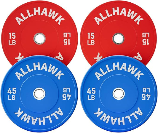Colored Olympic Weight Plates, 2-inch Rubber Bumper Plate Set for Home Gym Barbell Weight Lifting and Strength Training