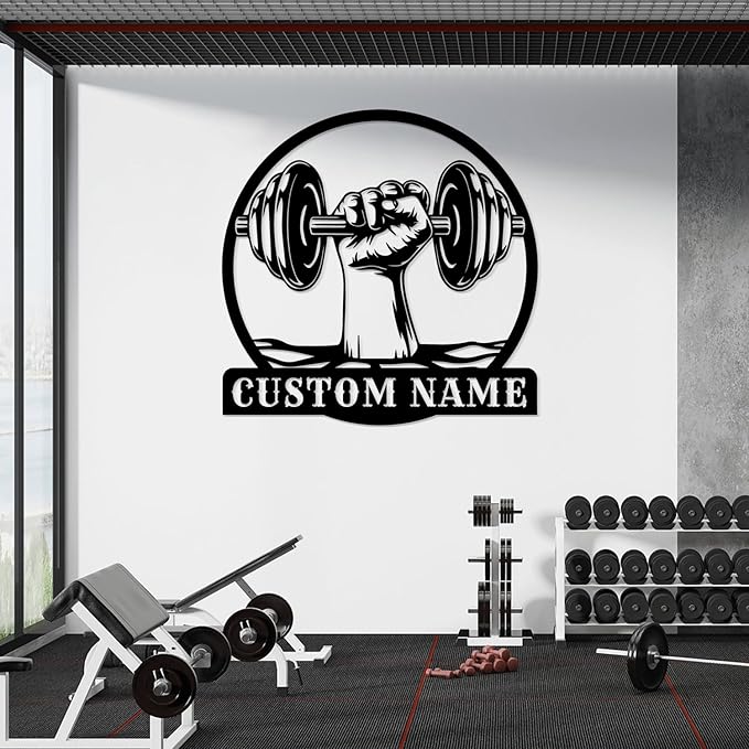 Customized Metal Gym Name Sign, Personalized Sports Room Wall Art,Metal Gym Sign,Unique Fitness Wall Sign, Gym Lovers Unique Gift, Gym Wall Art,Training Center Sign (Style-15)