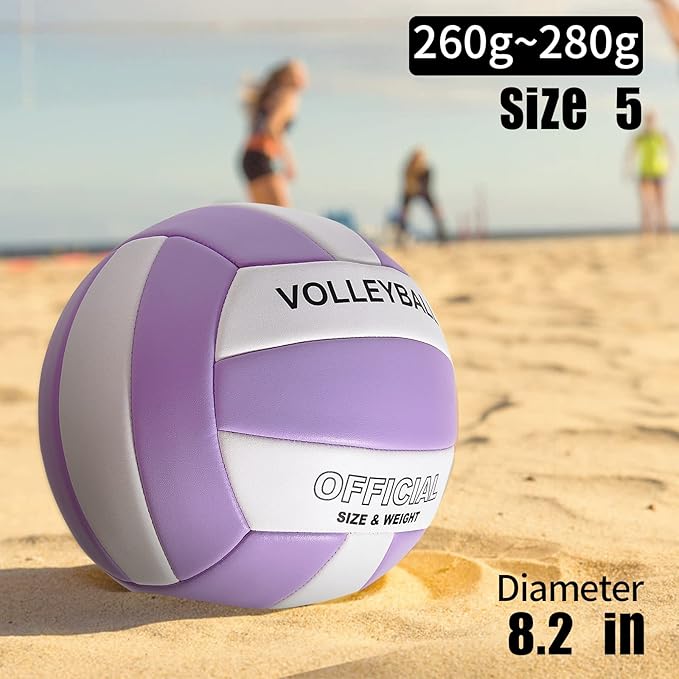 EVZOM Super Soft Volleyball Beach Volleyball Official Size 5 for Outdoor/Indoor/Pool/Gym/Training Premium Volleyballs Equipment Durability Stability Sports Ball