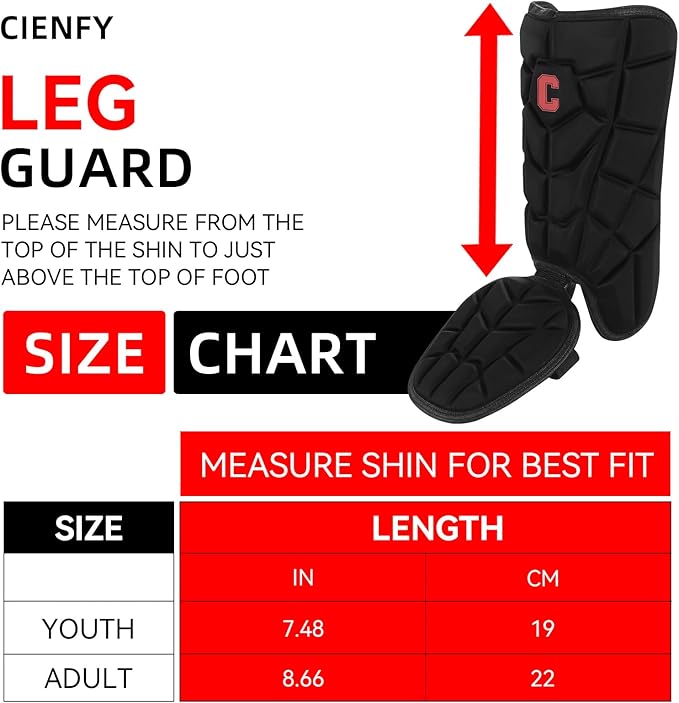 Batter’s Baseball Leg Guard with Adjustable Straps - for Youth and Adult