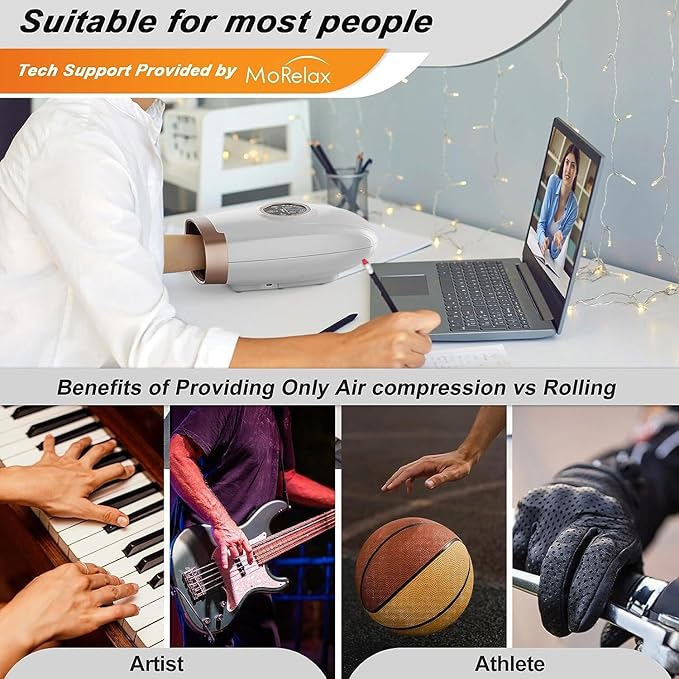 cotsoco Hand Massager with Heat and Compression, 6 Levels Hand Therapy for Arthritis and Carpal Tunnel Relief, Finger and Wrist Cordless Massager Machine for Pain Relief, Gifts for Women Men, White