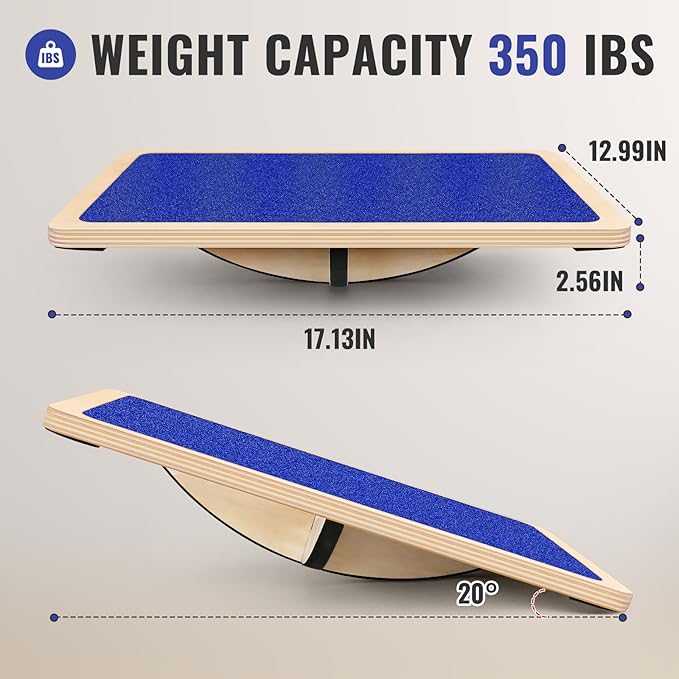 Balance Board Professional Wobble Board for Adults Anti-Slip 350LBS Balance Boards for Physical Therapy Standing Desk Core Strength Wooden Balance Board Rocker Board