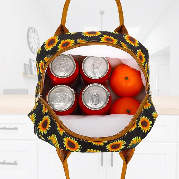 FlowFly Insulated Lunch Cooler Bag - Tote Bag Organizer for Women/Men, SunFlower