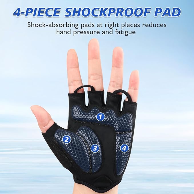 Cycling Gloves with Shock-Absorbing Pad, Extra Grip, Flexible Fit, Light Weight, Breathable for Men and Women Mountain Biking